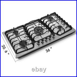 36 Gas Hob Gas Cooktop 5 Burners Built-In Stove Kitchen Easy Clean Gas Cooking