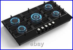 36 Gas Stove 5-Burner Gas Cooktop Tempered Built-in Gas Hob NG/LPG Convertible