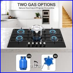 36 Gas Stove 5-Burner Gas Cooktop Tempered Built-in Gas Hob NG/LPG Convertible