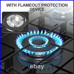 36 Gas Stove 5-Burner Gas Cooktop Tempered Built-in Gas Hob NG/LPG Convertible