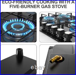 36 Gas Stove 5-Burner Gas Cooktop Tempered Built-in Gas Hob NG/LPG Convertible