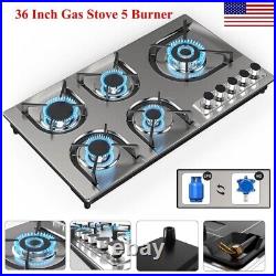 36 inch Gas Cooktop Built-in 5 Burners Stainless Steel Gas Stove NG/LPG Gas Hob