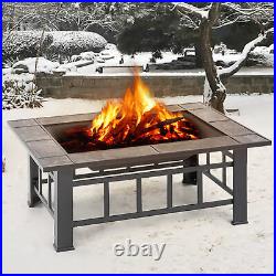 37 iKayaa Backyard Fire Pit Heate Wood Burning Patio Deck Stove Fireplace E1E2
