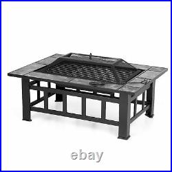 37 iKayaa Metal Fire Pit Backyard Patio Garden Oblong Deck Stove Fireplace J1B0
