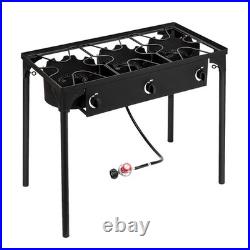 3 Burner Camp Stove for Home Brewing, Tailgating, Camping 225000 BTU Cast Iron
