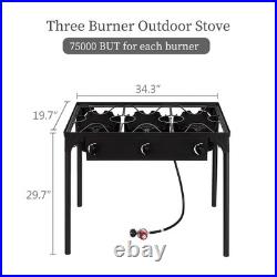 3 Burner Camp Stove for Home Brewing, Tailgating, Camping 225000 BTU Cast Iron