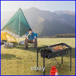 3 Burner Camp Stove for Home Brewing, Tailgating, Camping 225000 BTU Cast Iron