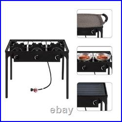 3 Burner Camp Stove for Home Brewing, Tailgating, Camping 225000 BTU Cast Iron