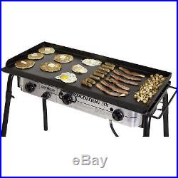 3-Burner Griddle Home Kitchen Outdoor Camping Cooking Stove Equipment Heavy Duty