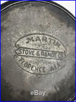 3 Deep MARTIN STOVE & RANGE CO #8 Cast Iron Chicken Fryer + LID Hamburger Logo