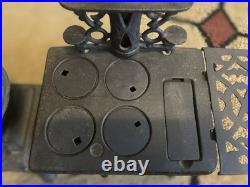 3 Vintage Cast Iron Stoves With Accessories Miniature Black