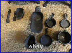 3 Vintage Cast Iron Stoves With Accessories Miniature Black