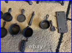 3 Vintage Cast Iron Stoves With Accessories Miniature Black