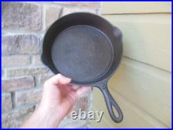 3 Vintage Embossed Number Handles Cast Iron Skillets Pans #7, #8, & #9