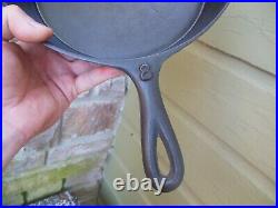 3 Vintage Embossed Number Handles Cast Iron Skillets Pans #7, #8, & #9