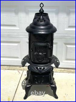 45Tall Antique Cast Iron and Nickel Wood Burning Potbelly Stove IDEAL-OAK No. 77 45Tall Antique Cast Iron and Nickel Wood Burning Potbelly Stove IDEAL-OAK No. 77