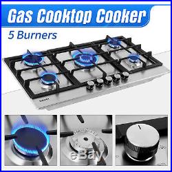 4/5 Burners Cooktop Built-in Gas Stove Hob LPG/NG Stainless Steel/Tempered Glass