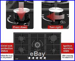 4/5 Burners Cooktop Built-in Gas Stove Hob LPG/NG Stainless Steel/Tempered Glass