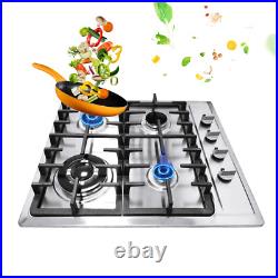 4 Burners Stove Top Built-In Gas Propane NG 23 Cooktop Cooking Stainless Steel