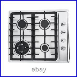 4 Burners Stove Top Built-In Gas Propane NG 23 Cooktop Cooking Stainless Steel