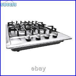 4 Burners Stove Top Built-In Gas Propane NG 23 Cooktop Cooking Stainless Steel