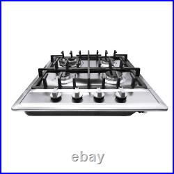 4 Burners Stove Top Built-In Gas Propane NG 23 Cooktop Cooking Stainless Steel