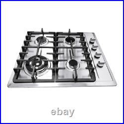 4 Burners Stove Top Built-In Gas Propane NG 23 Cooktop Cooking Stainless Steel