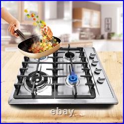 4 Burners Stove Top Built-In Gas Propane NG 23 Cooktop Cooking Stainless Steel