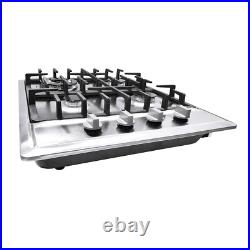 4 Burners Stove Top Built-In Gas Propane NG 23 Cooktop Cooking Stainless Steel