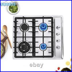 4 Burners Stove Top Built-In Gas Propane NG 23 Cooktop Cooking Stainless Steel