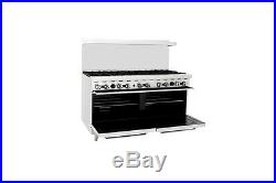 60 inch (5 foot) 10 Open Burner Gas Range Top with Double Oven Cast Iron Grates