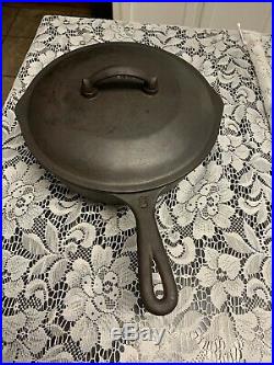 #8 MARTIN STOVE & RANGE CO. Cast Iron Chicken Fryer with LID and HAMBURGER LOGO