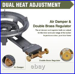 90,000 BTU Propane Burner Stove Cast Iron Portable Outdoor Cooker 0-20 PSI