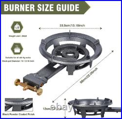90,000 BTU Propane Burner Stove Cast Iron Portable Outdoor Cooker 0-20 PSI