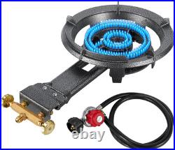 90,000 BTU Propane Burner Stove Cast Iron Portable Outdoor Cooker 0-20 PSI