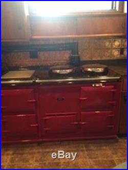 AGA 4-Oven Claret Red Cooker-Cast Iron Radiant Heat Gas Stove