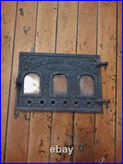 ANTIQUE CAST IRON CHIMNEY Fancy Marcasite OVEN DOOR Golden Star # 113 1880