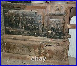 ANTIQUE Cast IRON Wood Cook Stove Gas Coal Rare In Need Of Love