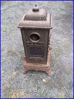 ANTIQUE Darby 22 CAST IRON Parlor Stove Ornate Coal Wood 1800s 1900s Early Rare