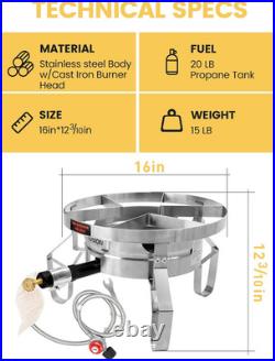 AOISON 200,000 BTU Propane Burner, Stainless Steel Outdoor Camping Stove