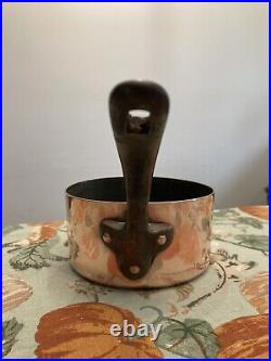 Allez Frères Paris Antique French Copper Casserole Pot Tin 16cm Beveled Bottom
