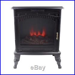 AmberGlo Large Black Electric Wood Burning Stove Fire with 2 Heat Settings