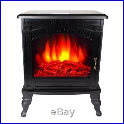 AmberGlo Large Black Electric Wood Burning Stove Fire with 2 Heat Settings