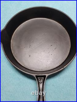 Antique 1800's Gate Mark #9 Single Pour Fancy Handle Cast Iron Skillet RESTORED