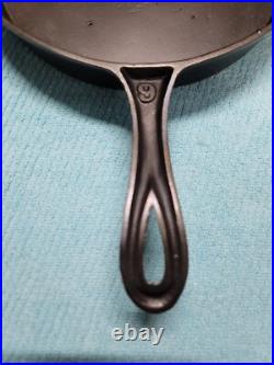 Antique 1800's Gate Mark #9 Single Pour Fancy Handle Cast Iron Skillet RESTORED
