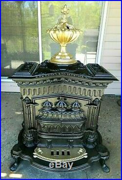 Antique 1881 Rare Ornate Cast Iron Parlor Stove By D & J Wright Louisville KY