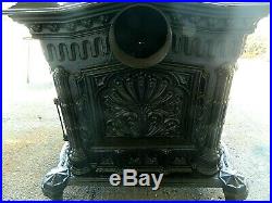 Antique 1881 Rare Ornate Cast Iron Parlor Stove By D & J Wright Louisville KY