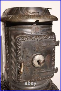 Antique 1897 Wood Stove Umpire Estate C Cast Iron Upright Hamilton F. L. Kahn