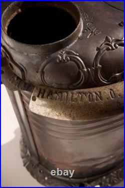 Antique 1897 Wood Stove Umpire Estate C Cast Iron Upright Hamilton F. L. Kahn