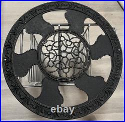 Antique 1901 Cast Iron Floor Stove Pipe Grate 15.7 2-Pc Center Pc Doesn't Lock